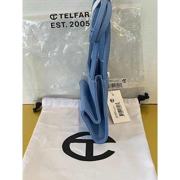 Telfar cerulean small shopping bag 4 3/4H, 6 5/8w, 3 1/8depth, 21in drop NWT - Picture 5 of 6